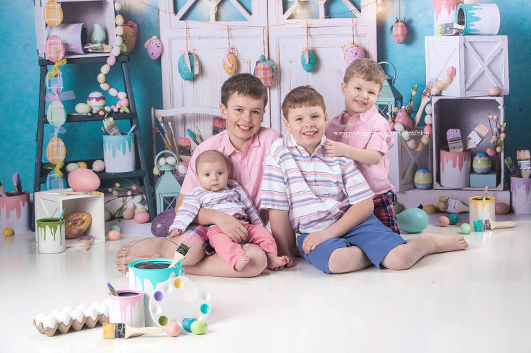 Easter portrait of 4 boys