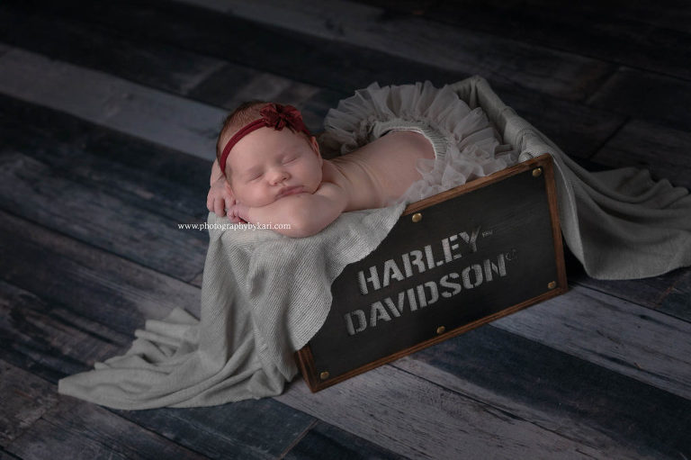 Southeast Minnesota Newborn Harley Davidson Portrait