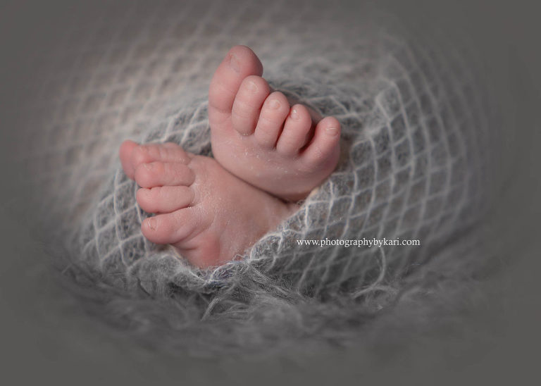 newborn baby feet portrait taken by Kari McGill