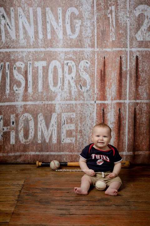 1 year old twins baseball portrait