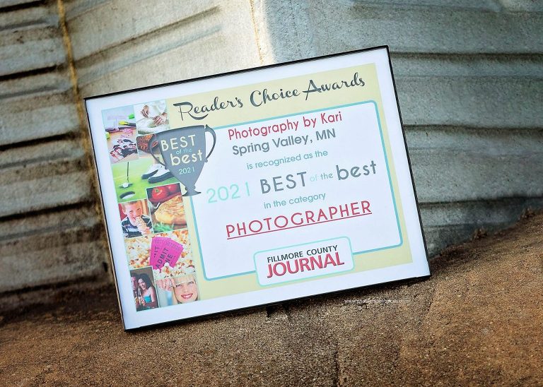 2021 best of the best fillmore county photographer plaque