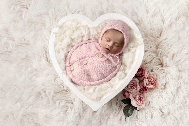 Newborn girl portrait composite