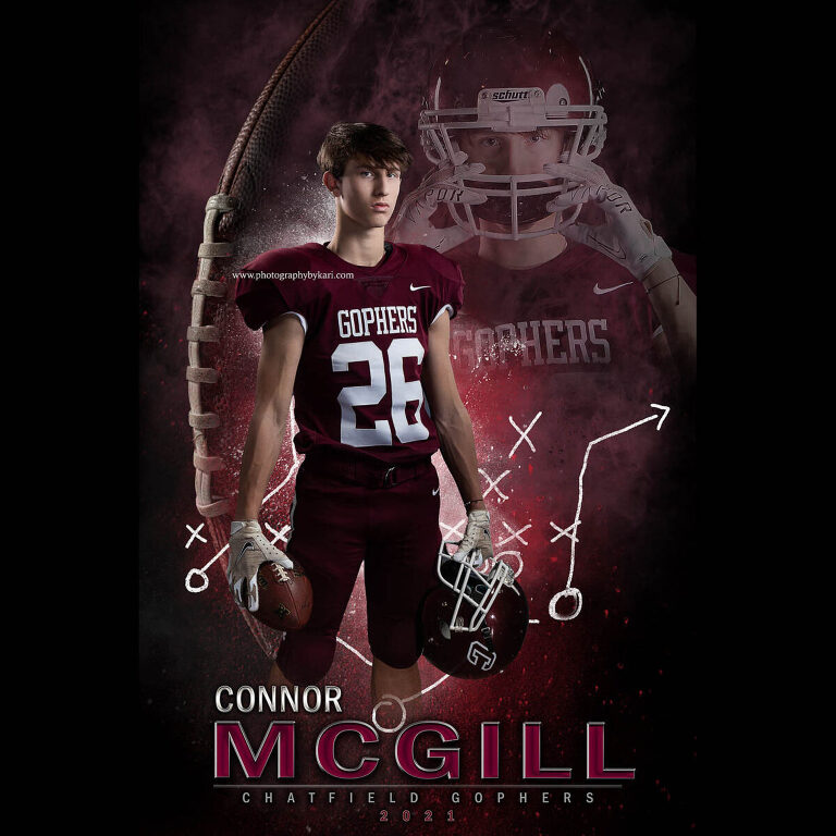 Connor McGill Chatfield football state championship banner