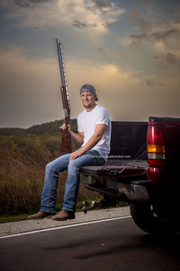 Trap shooting senior portraits in Southeast Minnesota