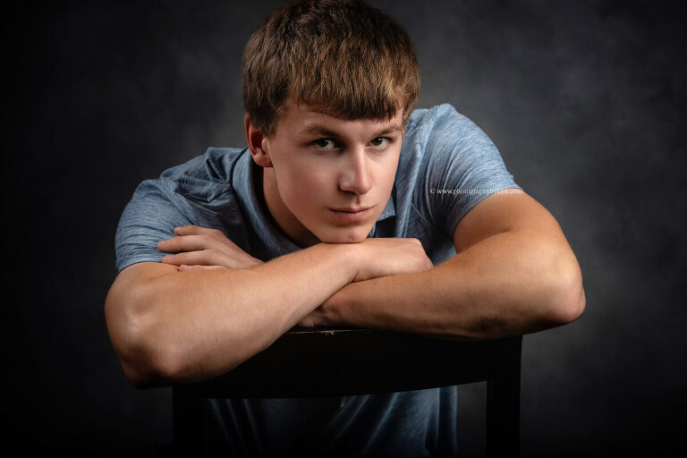 Classic senior headshot of Seth taken in Spring Valley, MN studio