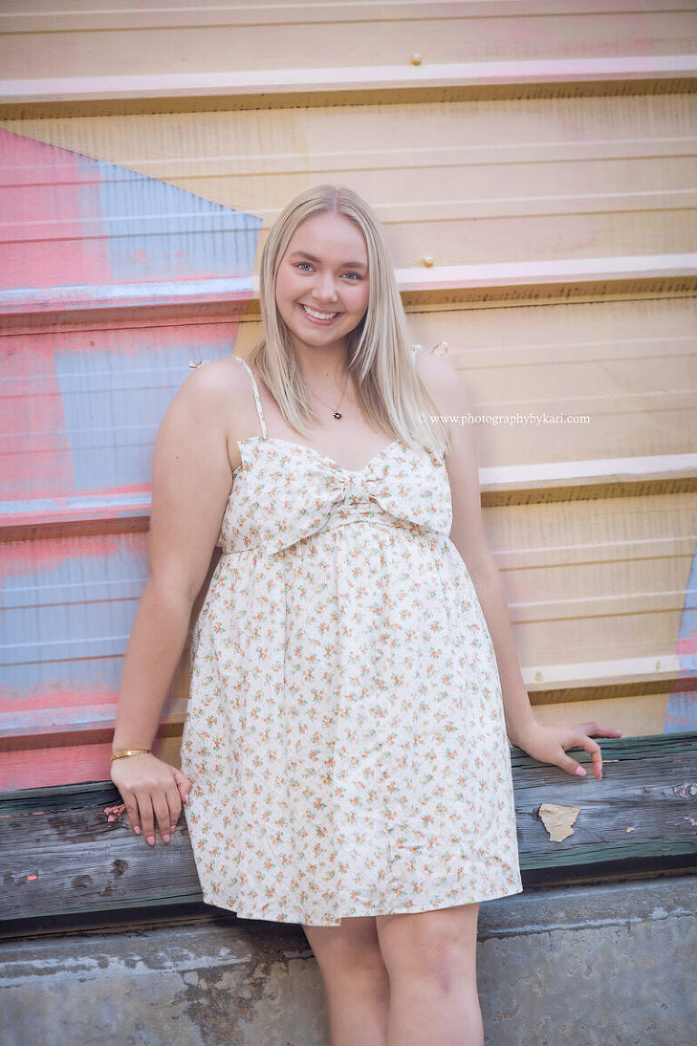 Kingsland High School senior girl posing in downtown Rochester Minnesota