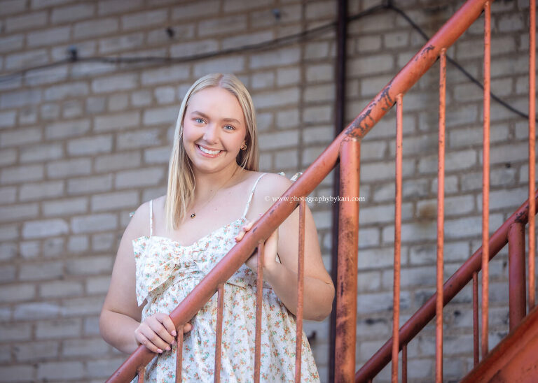 Kingsland High School senior girl posing in downtown Rochester Minnesota