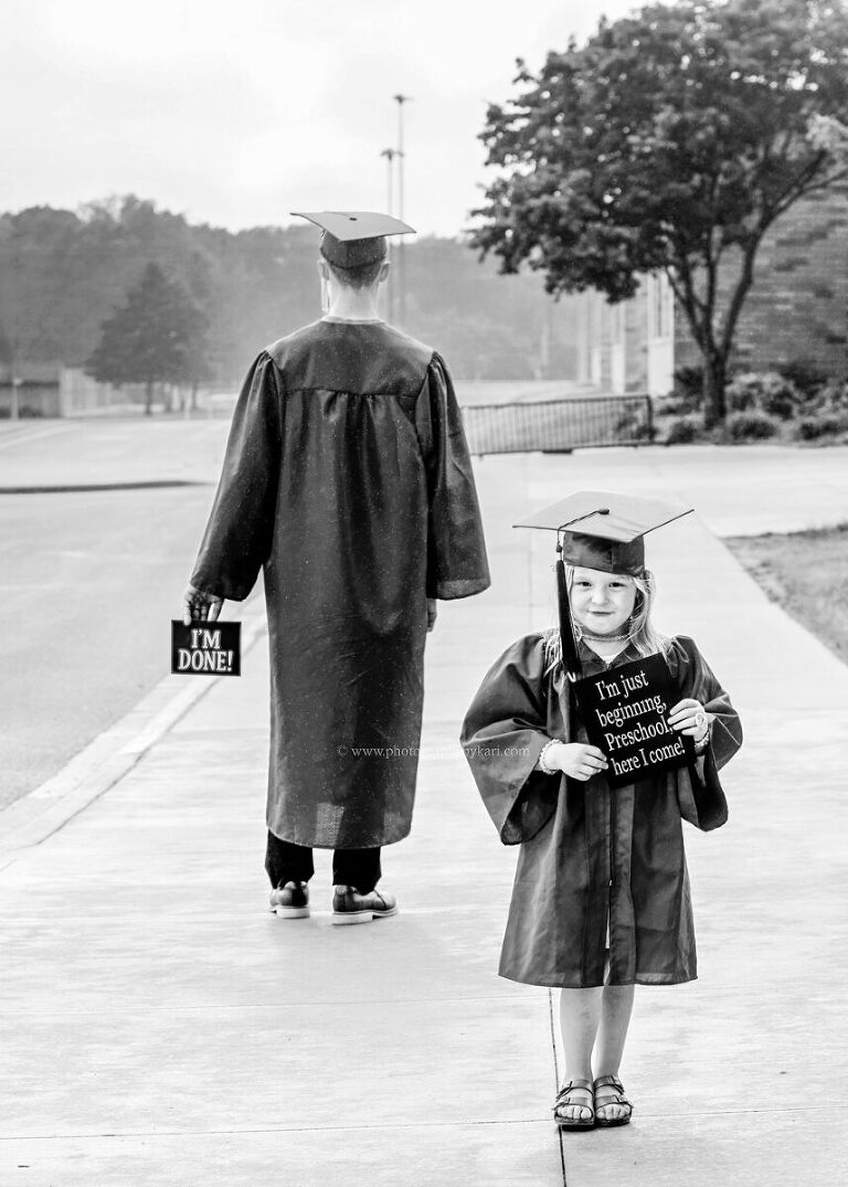Brother graduating high school and sister starting preschool