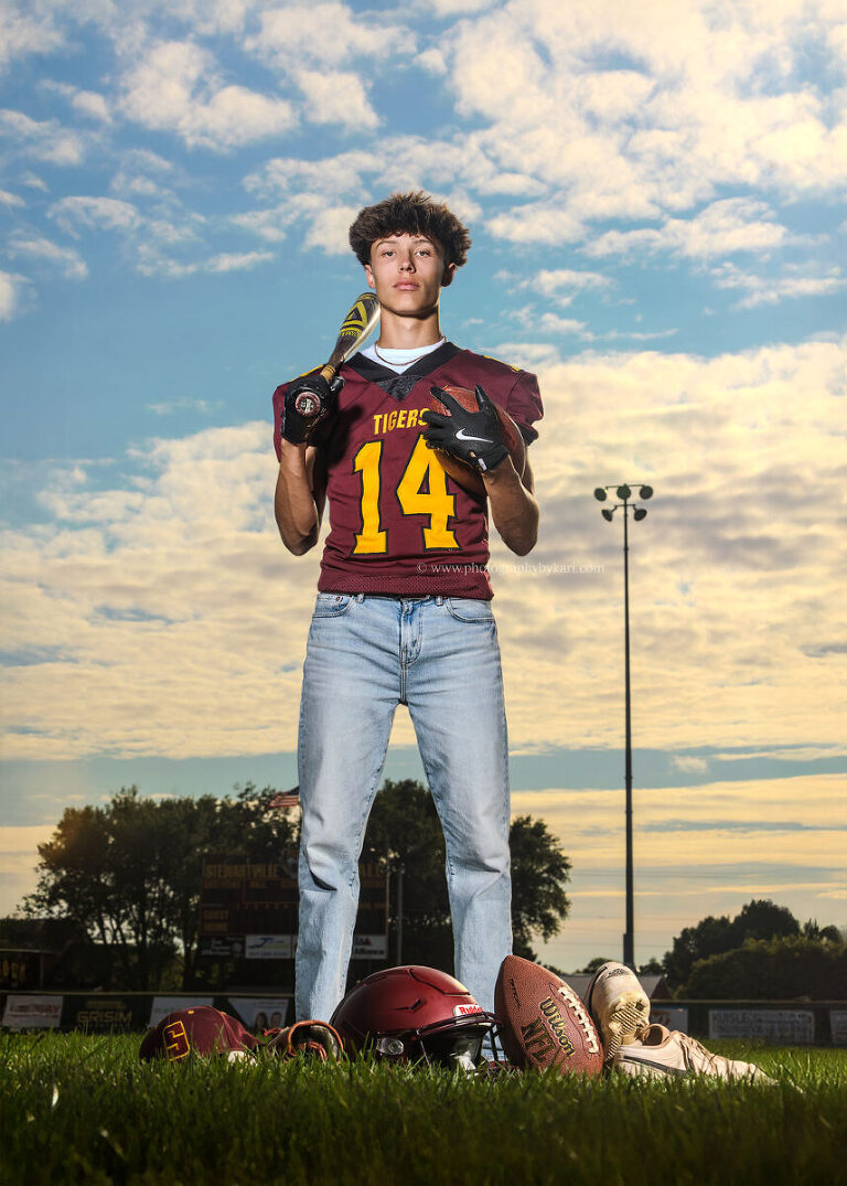 Stewartville High School senior football and baseball player portrait
